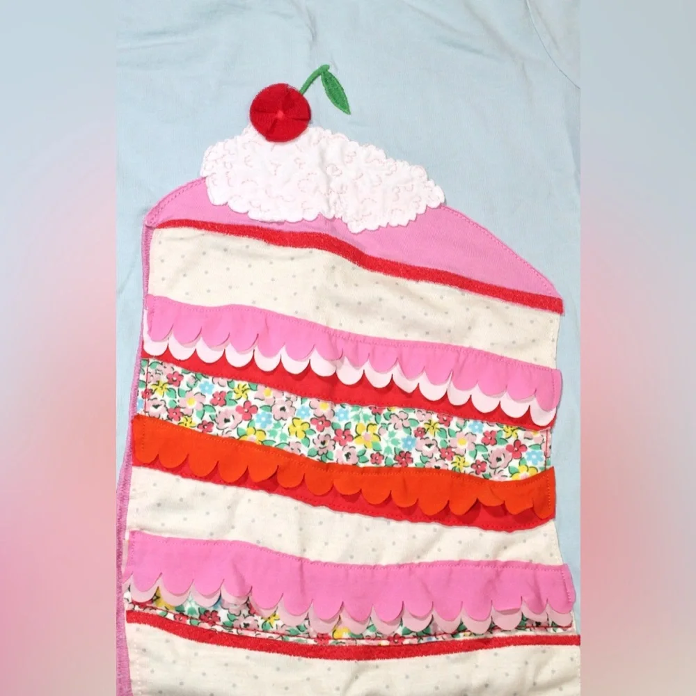 Mini Boden Mint Green Short-Sleeve Tee with Cake Appliqué